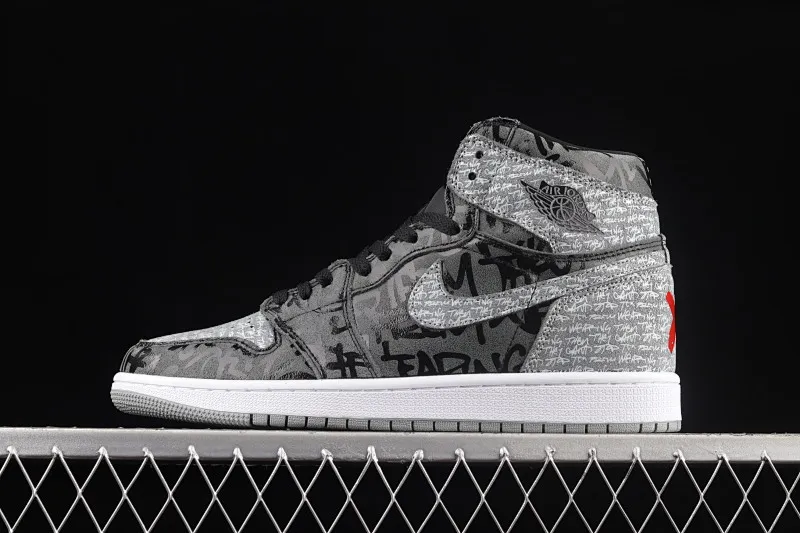 All categories Air Jordan Jordan series basketball shoes Air Jordan 1 High Air Jordan 1 High OG "Rebellionaire" AJ1 Joe 1 black and gray banned "Rebelionaire" high-top basketball shoes 555088-036